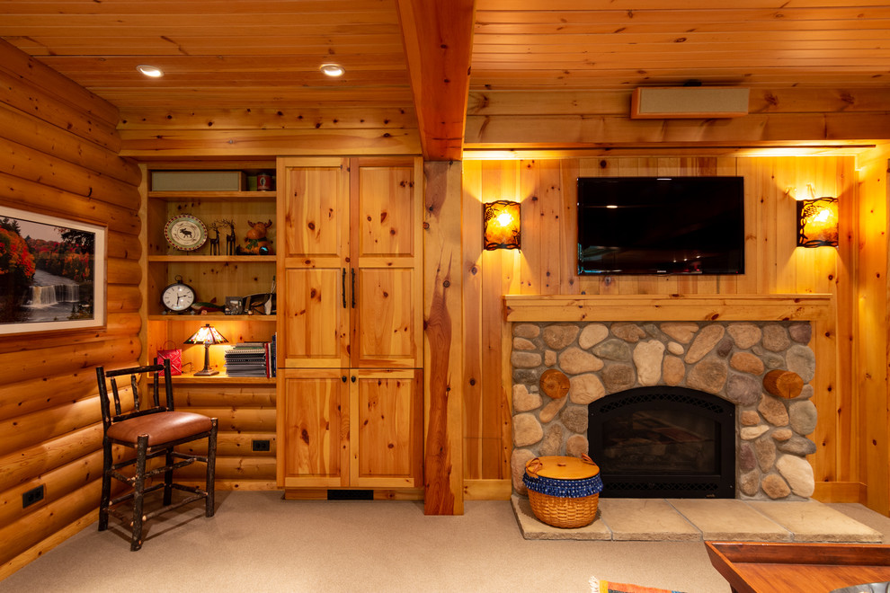 Modern Log Cabin Basement Remodel in Ann Arbor, Michigan - Rustic ...
