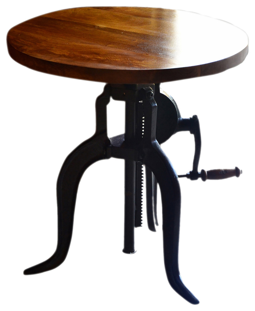 Adjustable Height Crank Table Industrial Side Tables And End Tables