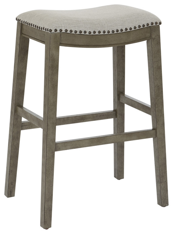 Saddle Stool 30" in Gray Fabric and Antique Gray Base 2-Pack