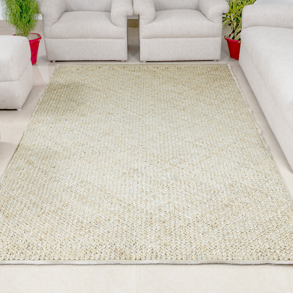 Handmade Jute & Cotton Abstract Rug by Tufty Home, 9x12 Beach Style