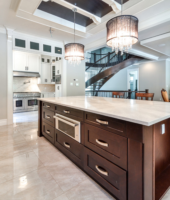 Contemporary kitchen island with shaker style cabinets 