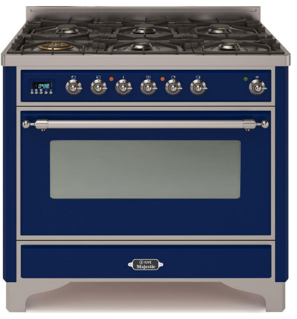 Ilve 36 Inch Majestic Dual Fuel Convection Freestanding Range