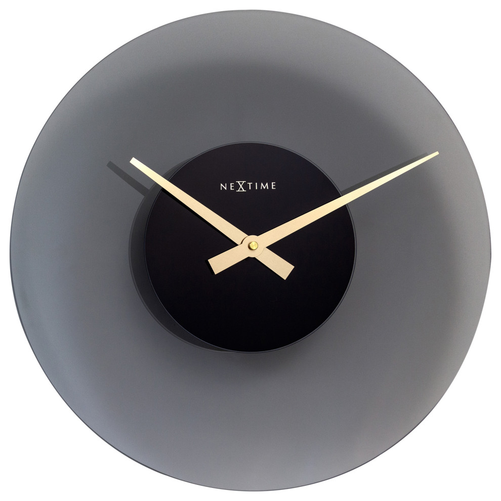 Float 16" Frosted Gray Glass Wall Clock Contemporary Wall Clocks