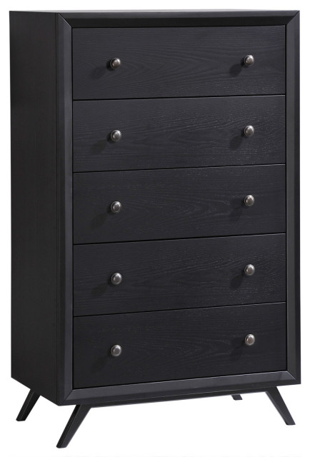 Tracy Upholstered Fabric Wood Chest, Black