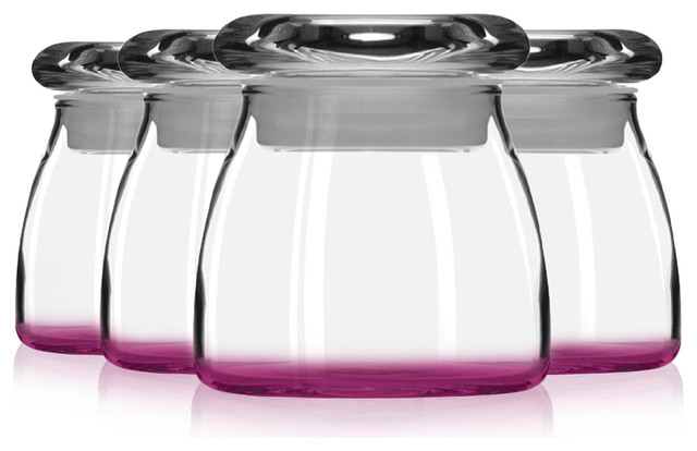 Libbey 4 _-Spice Jar with Lid, Set of 4 Vibrant Colors Available, Pink