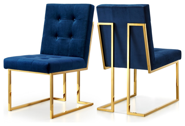 Ackermann Velvet Dining Chairs Set Of 2 Contemporary Ackermann Velvet Dining Chairs Set Of 2 Navy