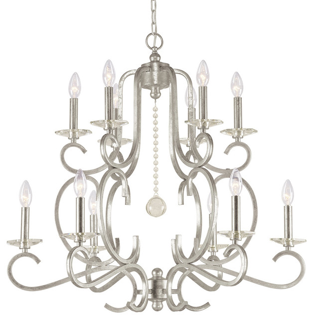Crystorama Orleans 12 Light Silver Chandelier - Olde Silver