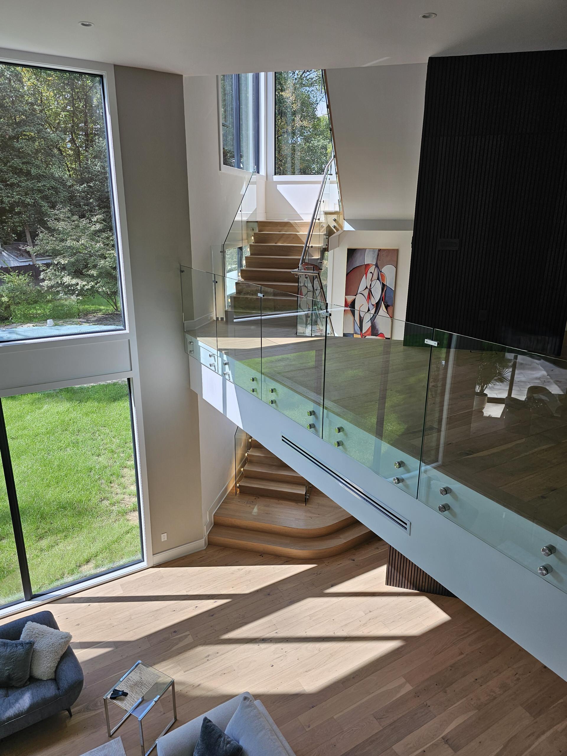 129_White Oak Slanted Riser Modern Stair, Mclean, VA 22102