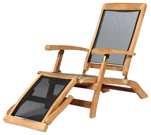 Teak & Textilene Steamer Chair Lounger Colorado