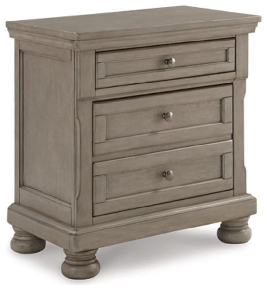 Classic Nightstand, Bun Feet & Storage Drawers With Silver Hardware
