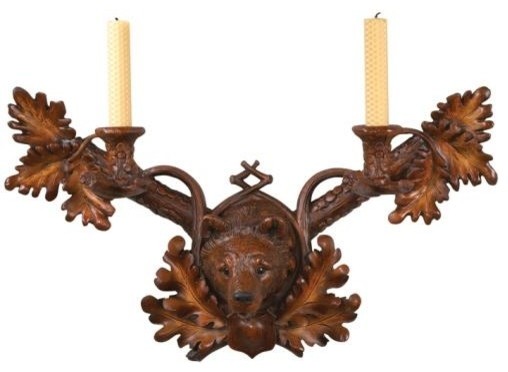 Candle Sconce Candleholder Candlestick Wall MOUNTAIN Lodge Bear Head