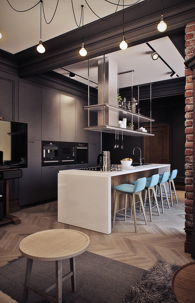 Квартира в темном лофте