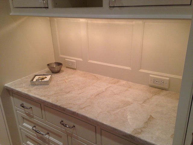 White Pearl Quartzite Kitchen  Modern Kitchen  