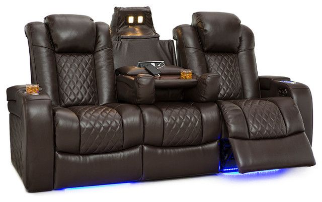 Seatcraft Anthem Home Theater Seating Leather Power Recline Sofa - Transitional - Theater 