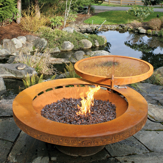 Artisan Fire Pits The Cascade Fire Pit Transitional Patio