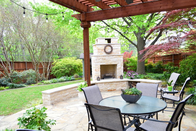 Dallas Covered Patio With Outdoor Fireplace And More Eclectic