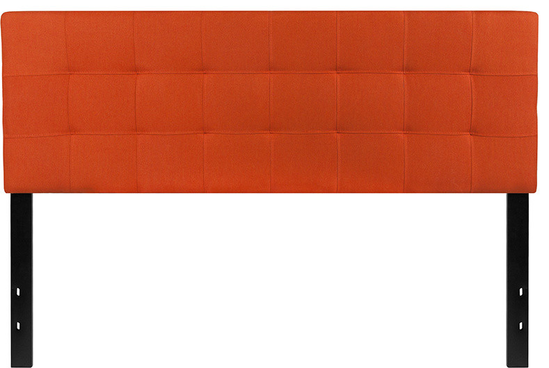 Bedford Tufted Upholstered Queen Size Headboard, Orange Fabric