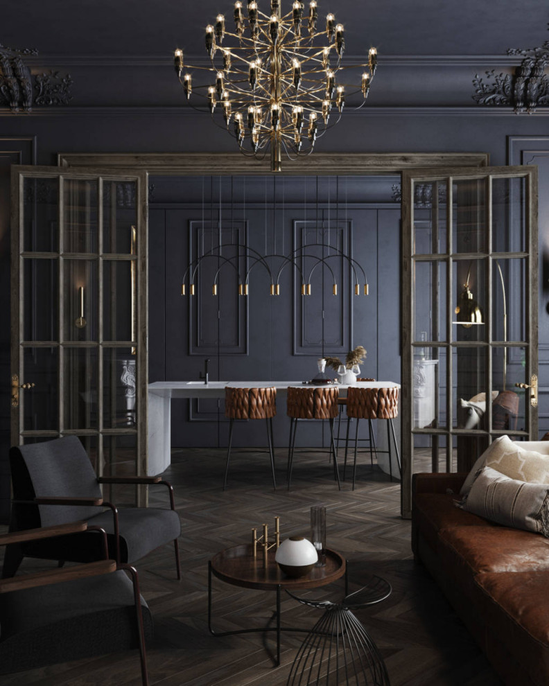 Black interior for a bachelor in St. Petersburg, 75m2