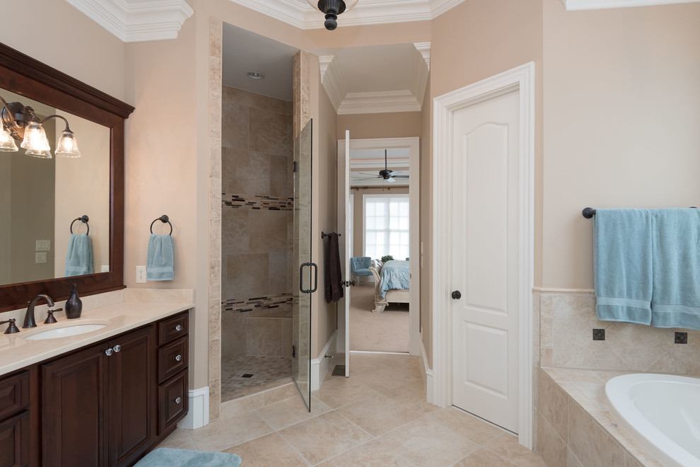 Design ideas for a transitional bathroom in Raleigh.