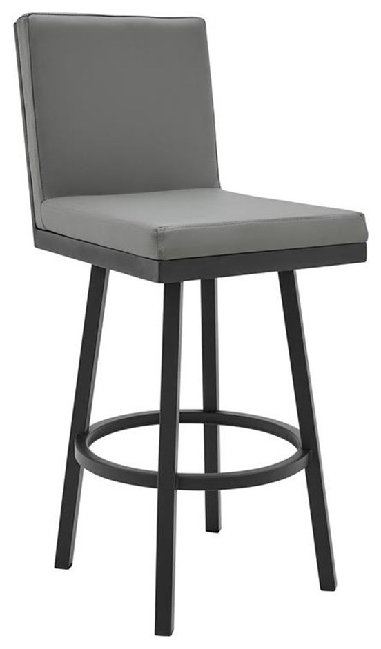 Armen Living Rochester 26" Modern Faux Leather Swivel Counter Stool in