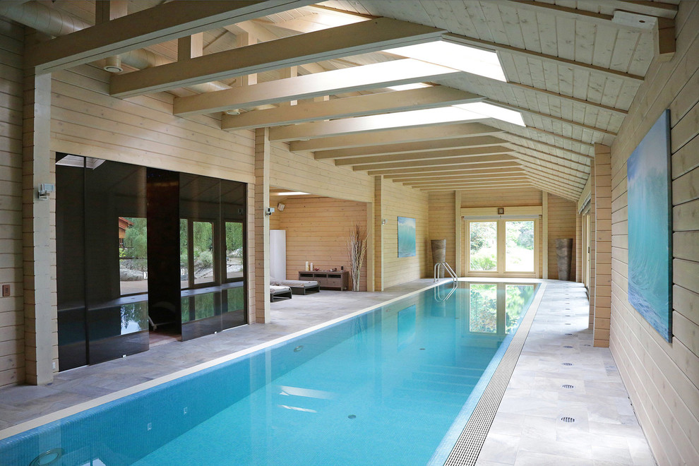 Inspiration for a mid-sized contemporary indoor rectangular lap pool in Moscow.