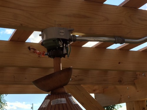 Need help mounting our new outdoor ceiling fan under our pergola.