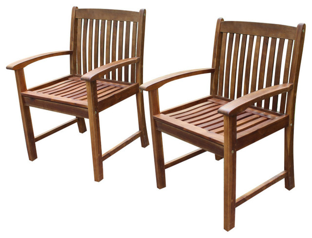 Highland Set of Two Acacia Hudson Arm Chair,Brown