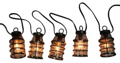 10-Bulb Metal Lantern String Lights