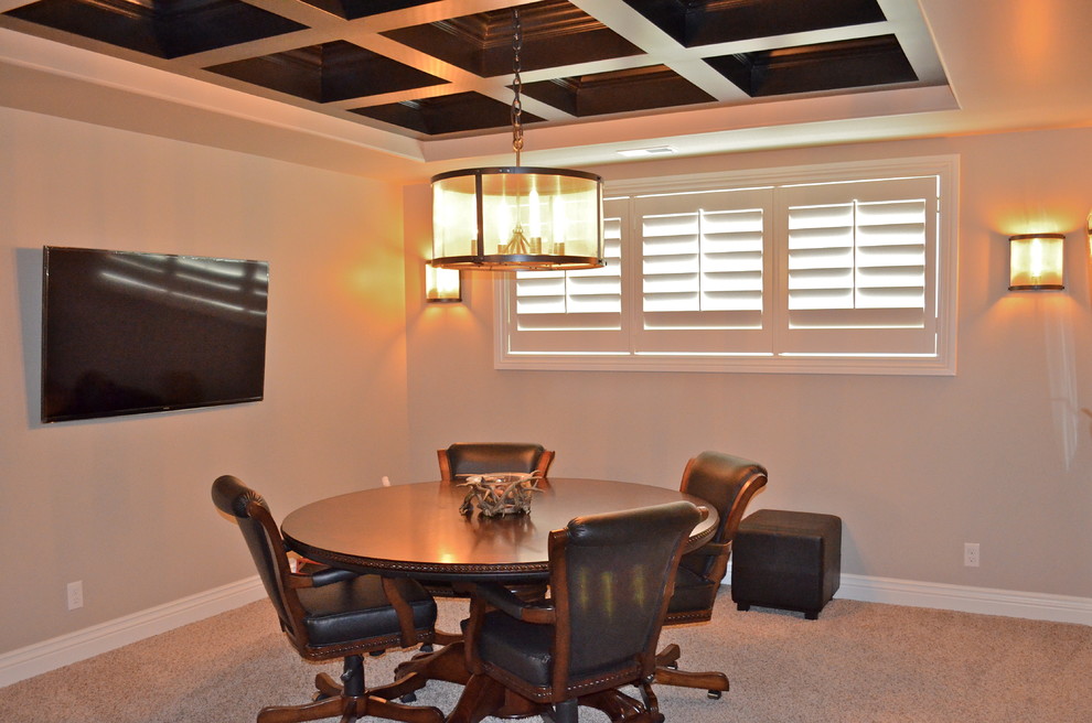 Example of a mountain style basement design in Omaha