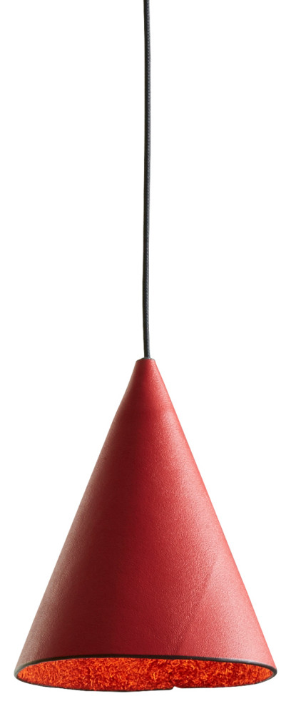 LEP-L 1-Light Long Pendant, Satin Nickel Kit, Red Shade, 2700k