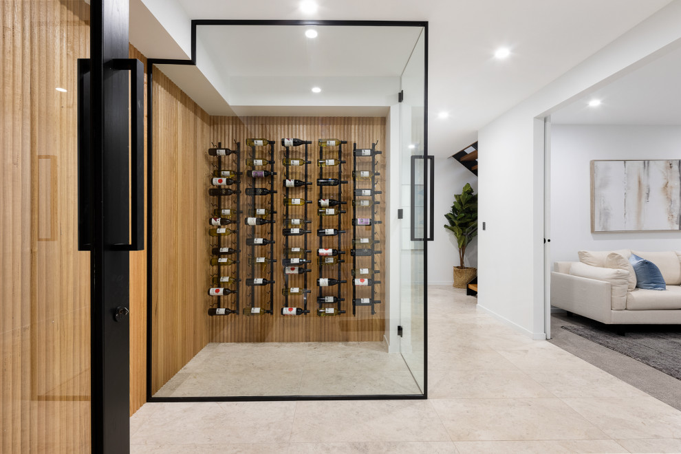 This is an example of a contemporary wine cellar in Brisbane.