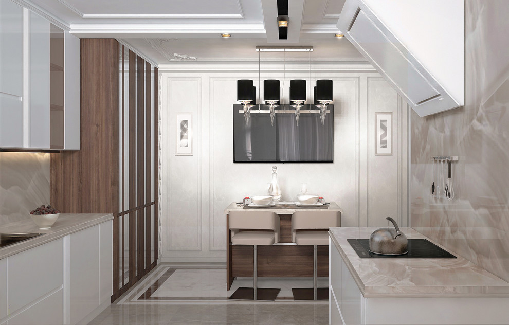 Кухня в цокольном этаже