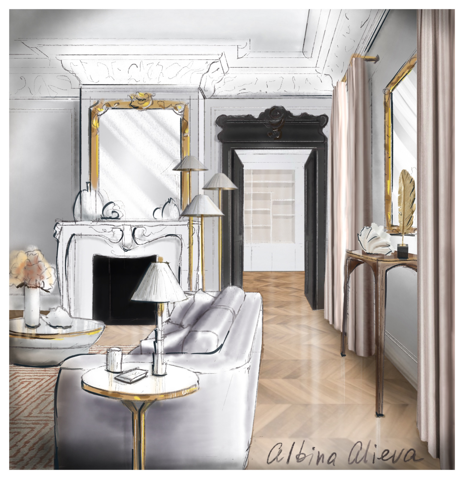 Interior Concepts – Procreate Sketches by Albina Alieva