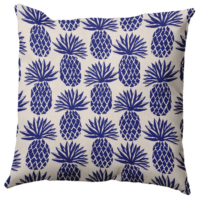 16" x 16" Pineapple Stripes Decorative Throw Pillow, Indigo Blue