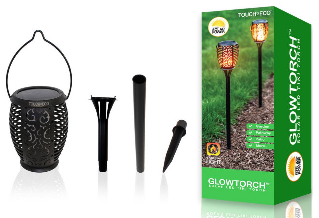 Garden Solar Torch Light 3rd Generation Table and In-ground for House Outdoor /Indoor Tiki Style Fire Dancing Flickering Flames Lamp with USB Charging Auxiliary 2 3 Application Sets of Wall CYBERDAX 