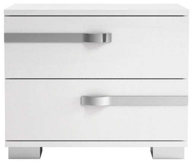 Volare White 2 Drawer Night Stand Contemporary Nightstands And