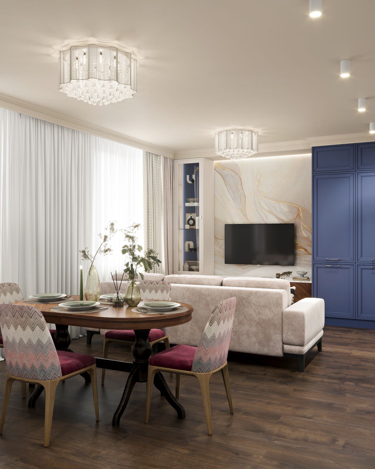 Гостиная с обеденной зоной