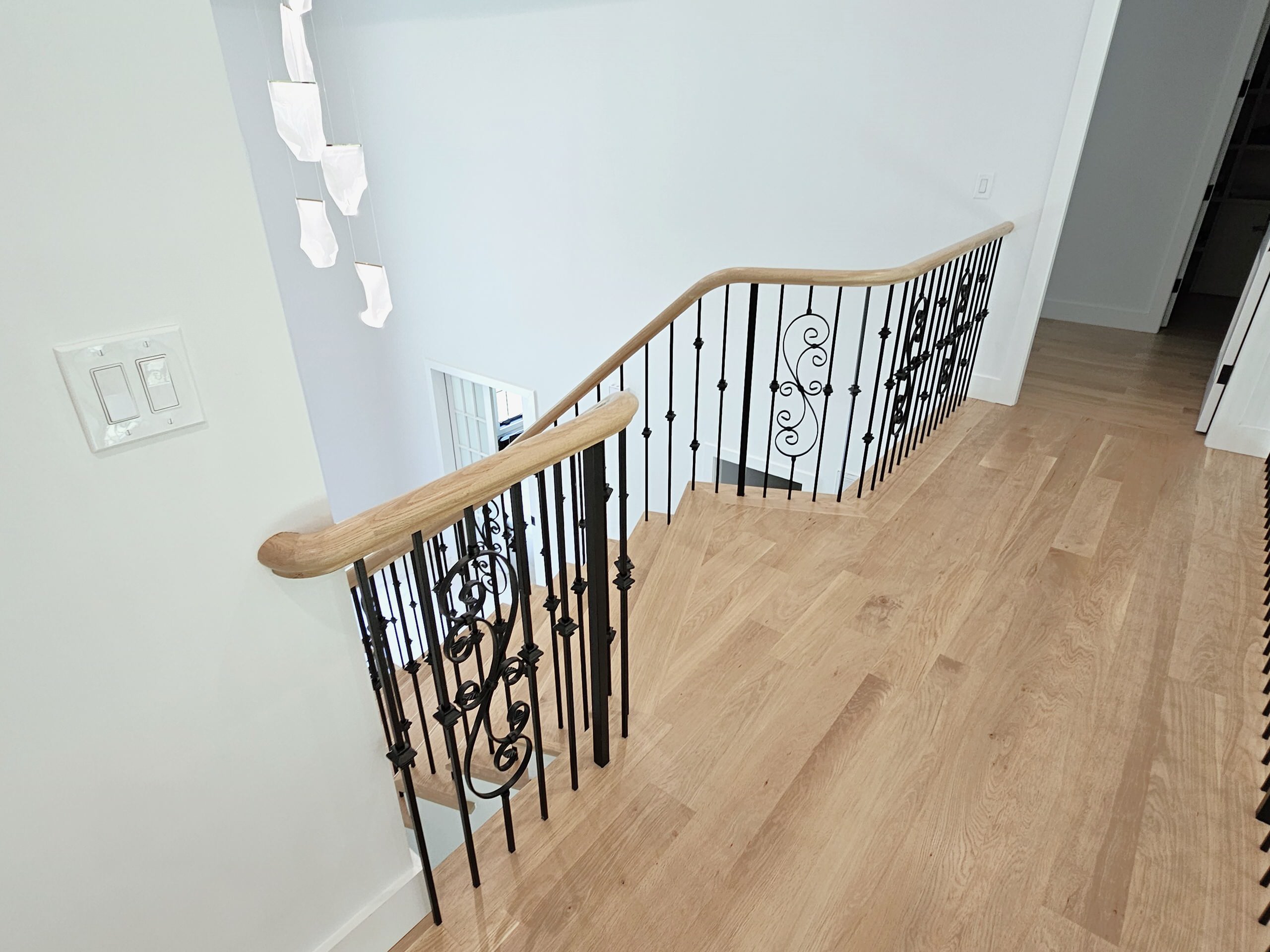 120_Luxurious White Oak Stair with Iron Balusters, Great Falls, 22066