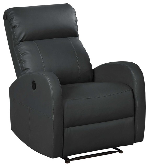 Modern Leather Infused Small Power, Small Black Leather Recliner