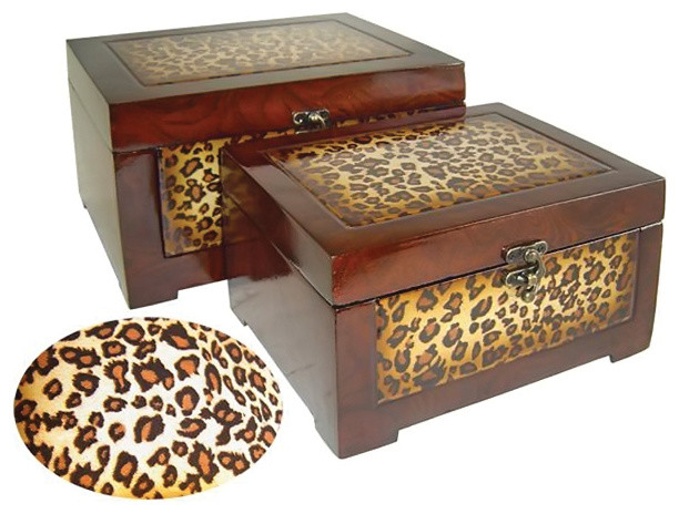 indoor decorative wooden storage box with leopard 2 piece set traditional decorative - Decorative Wooden Boxes indoor decorative wooden storage box with leopard 2 piece set traditional decorative - Decorative Wooden Boxes