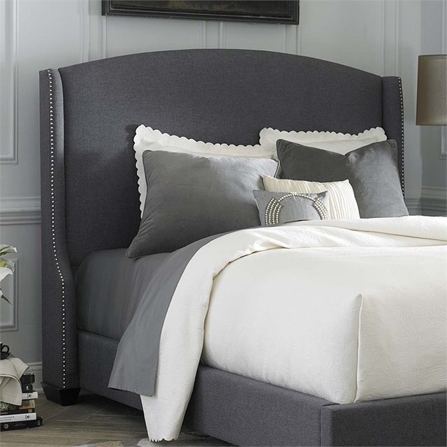 Linen Upholstered Wing Headboard Dark Gray Transitional Linen Upholstered Wing Headboard Dark Gray Transitional Headboards By Homesquare