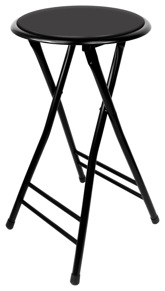 24 inch Folding Stool with 300 Pound Capacity by Trademark Home (Black)