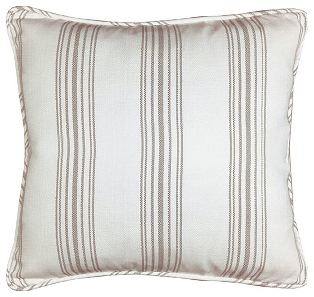 Gramercy Striped Euro Sham, 27"x27", Taupe, 1 Piece Transitional
