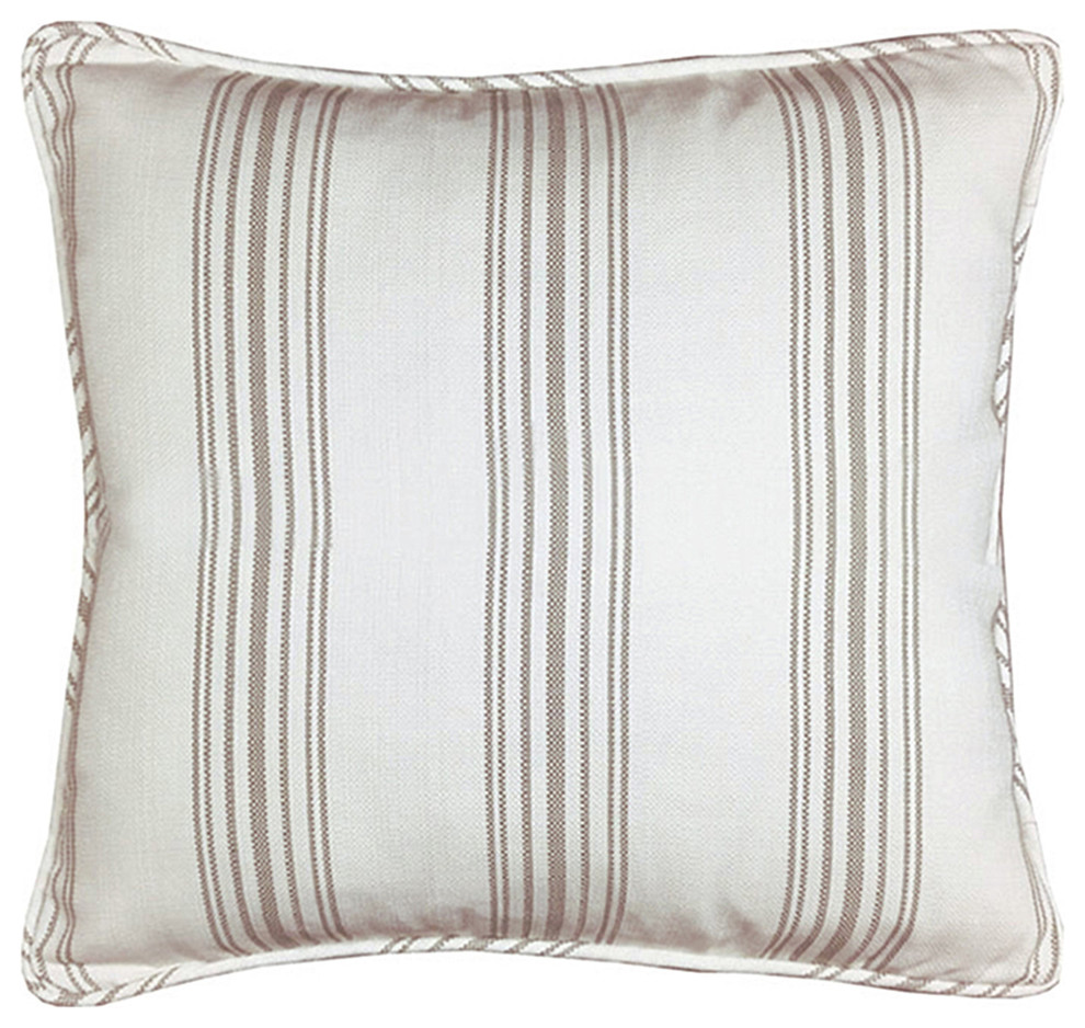 Gramercy Striped Euro Sham, 27"x27", Taupe, 1 Piece Transitional