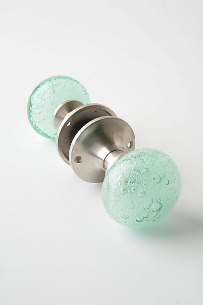 Bubbled Glass Doorknob, Mint