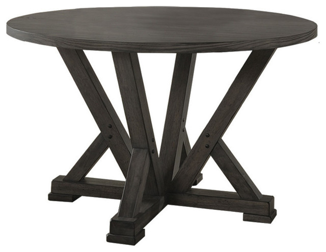 Antique Rustic Gray Round Dining Table