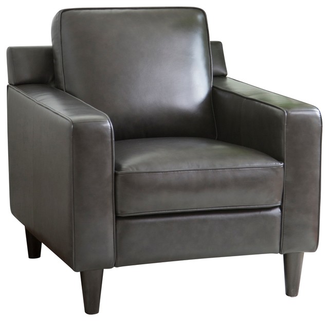 Top Grain Leather Armchair Dark Gray, Grey Leather Chairs
