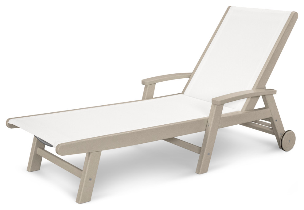 Coastal Chaise With Wheels Transitional Outdoor Chaise Lounges by