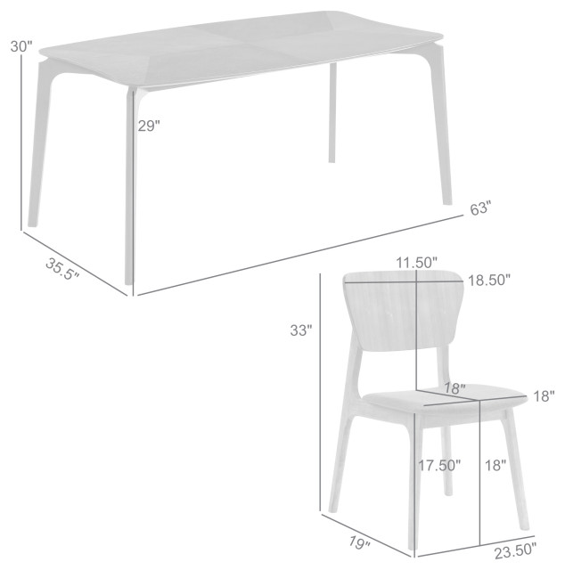 Kalia 5-Piece Wood Dining Set, Walnut Finish With Blue Fabric ...