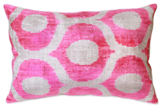 Pasargad Silk Velvet Ikat Pillows 16 X 24 Mediterranean